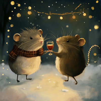 New Year Celebration with Mole and Hamster