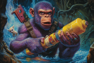 Muscular Monkey with Dynamite