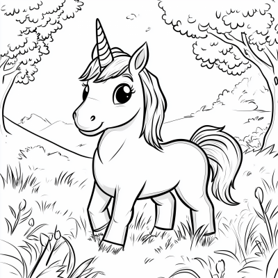 Baby Unicorn Coloring Page