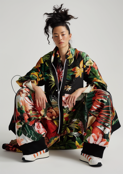 Model in Adidas Inspired Kimono