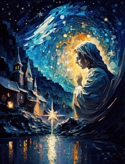 Nativity Scene in Fantasy Landscape