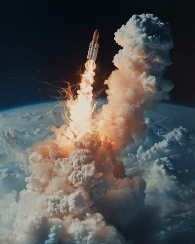 Exploding Rocket in Space