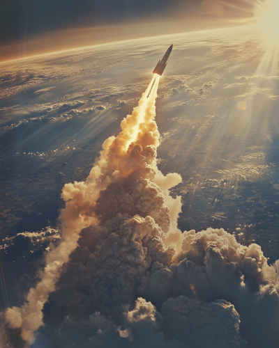 Exploding Rocket Ship in Space