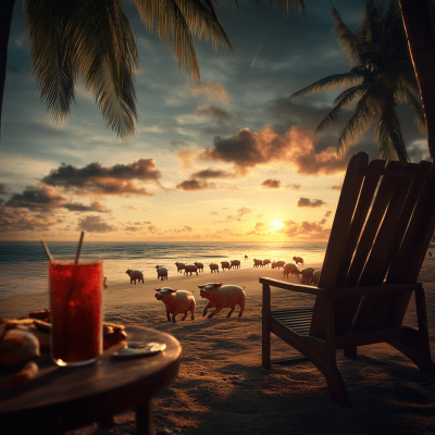 Beach Bliss with Pigs