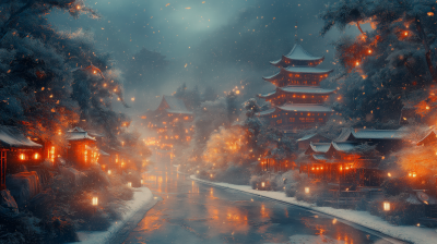 Snowy Night in Ancient China