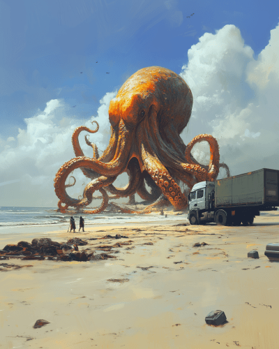Lovecraftian Beach Scene
