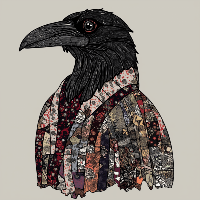 Intricate Embroidered Raven