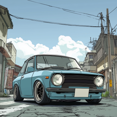 Datsun 100A in Comic Style