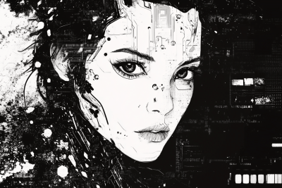 Attractive Cyberpunk Woman