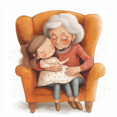 Grandma and Granddaughter Cuddling