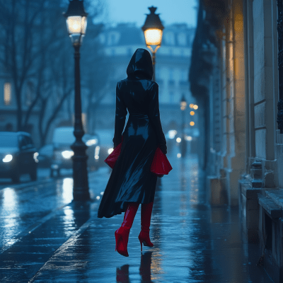 Model in Hooded Dress