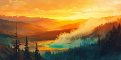 Panoramic Grand Prismatic Spring