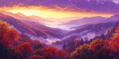 Panoramic Sunrise Over the Great Smoky Mountains