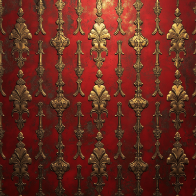 Red and Gold Russian Patterned Wall