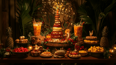Luxury Christmas Tiki Dessert Table