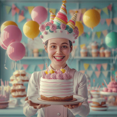 Happy Confectioner with Cake