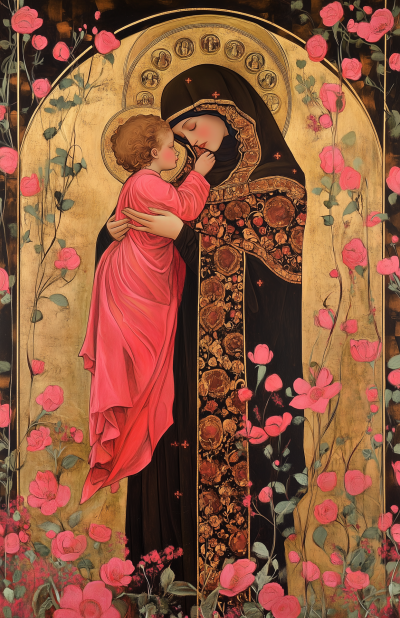 Contemporary Icon of Mary and Child