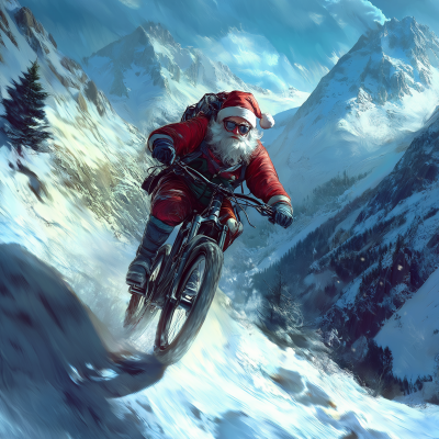 Cyberpunk Santa on a Bike