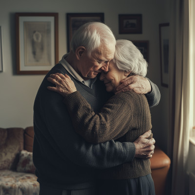 Elderly Couple Embracing