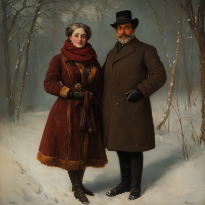 Victorian Couple in Winter Attire