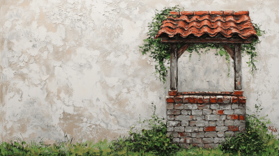 Brick Well with Wooden Shelter