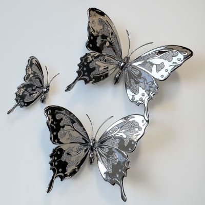 Chrome Butterflies in Flight