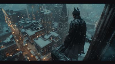 Batman Grappling in the Snow