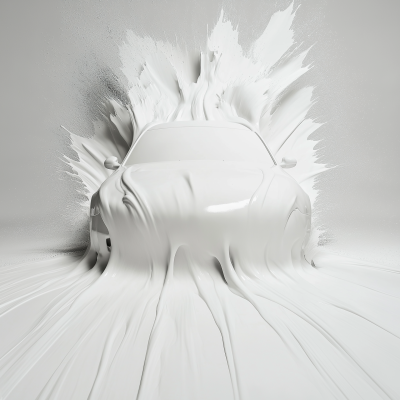 Car Emerging from White Paint