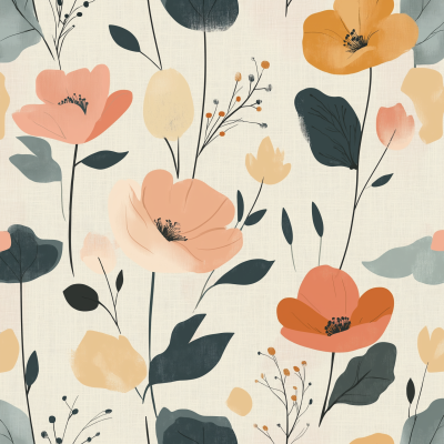 Feminine Abstract Floral Fabric Design