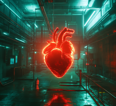 Glowing Heart in Laboratory