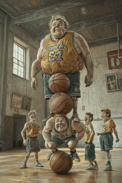 1950s Cartoon Basketball Team