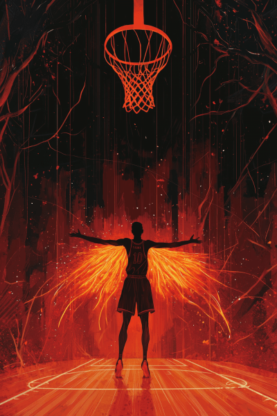 Fiery Basketball Stance