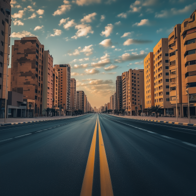 Road Between Buildings in Saudi Arabia