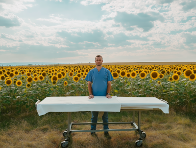 Physiotherapist in Sunflower Field