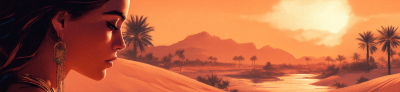 Desert Oasis at Sunset