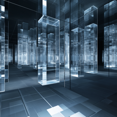 Futuristic Stage with Glass and Mirrors