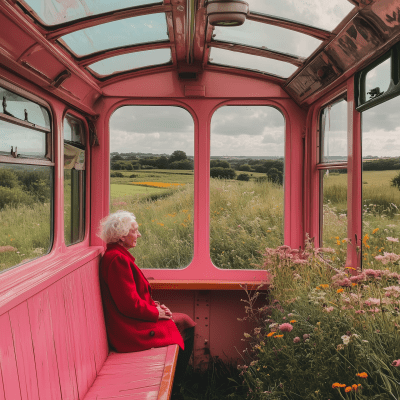 Old Pink Train Carriage Interior