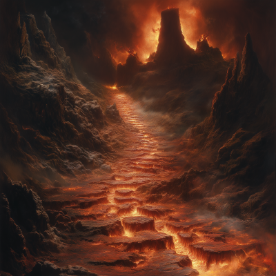 Fiery and Grim Landscape