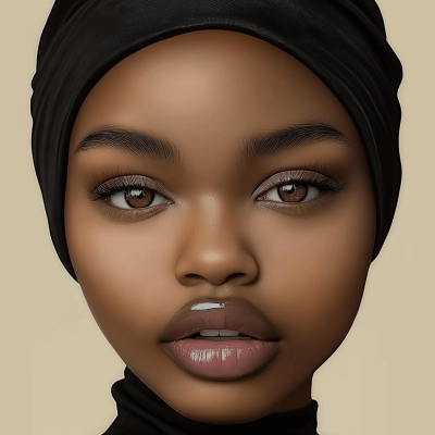 Dark Skin African American Woman Portrait