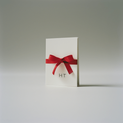 Minimalistic White Card with Red Bow