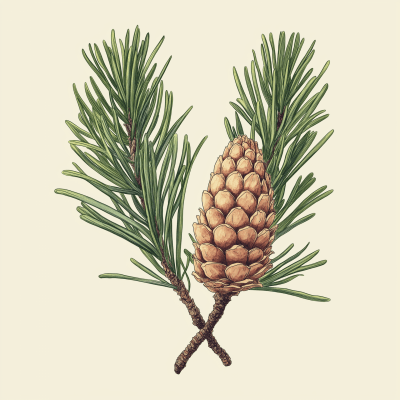 Dwarf Pine Modern Botanical Illustration