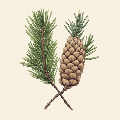 Dwarf Pine Botanical Illustration