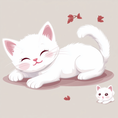 Cute White Cats Sleeping