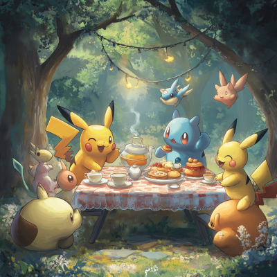 Pokémon Tea Party in a Magical Forest