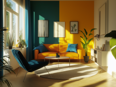 Stylish Living Room at Night