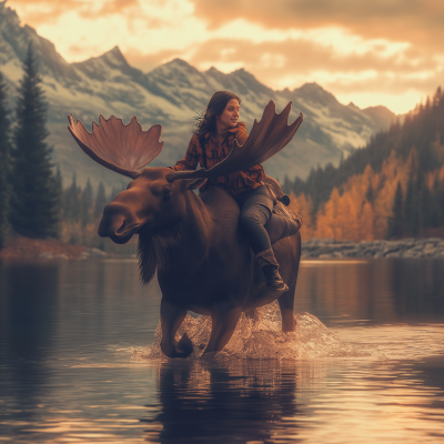 Moose in Autumn Sunrise