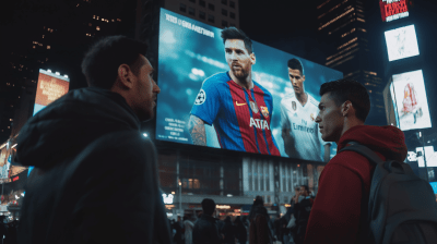 Football Fans Admiring Iconic Matchup