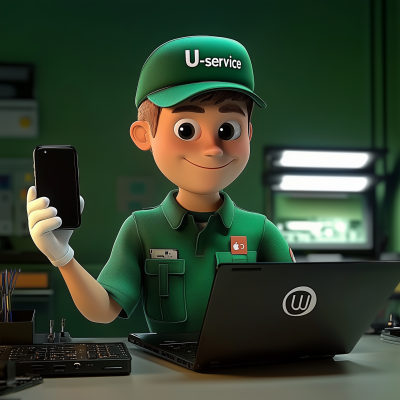 Cartoon Courier with Laptop