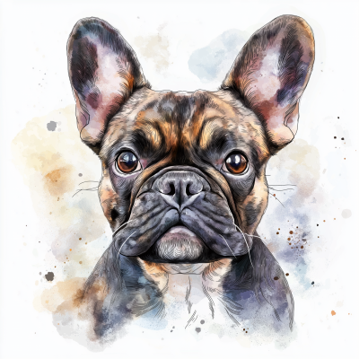 French Bulldog Watercolor Portrait