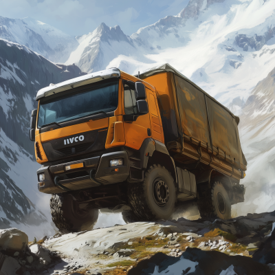 Highlifted Iveco Eurocargo in the Mountains